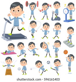 Set of various poses of Blue wear glass dad Sports & exercise