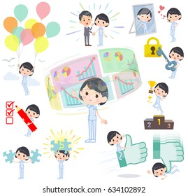 Set of various poses of chiropractor woman success & positive