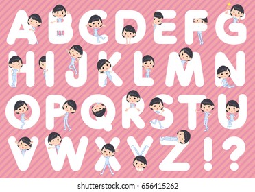 Set of various poses of chiropractor woman A to Z