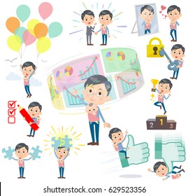 Set of various poses of Dad and baby success & positive