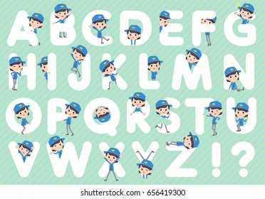 Set of various poses of Delivery woman A to Z