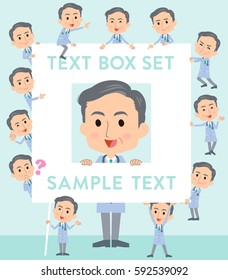 Set of various poses of Doctor old man text box