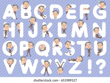Set of various poses of Double suit beard old man text box
