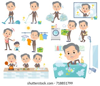 Set of various poses of Double suit beard old men_housekeeping