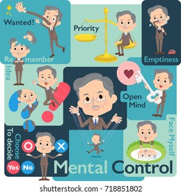 Set of various poses of Double suit beard old men_Mental & volition