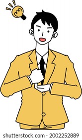 set of various poses and facial expressions of a man in a suit