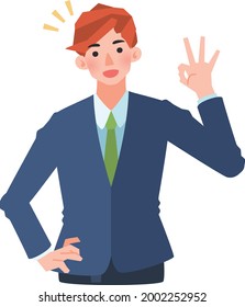 conjunto de diferentes poses y expresiones faciales de un hombre con traje