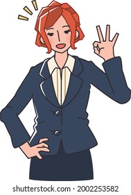 set of various poses and facial expressions of a woman in a suit