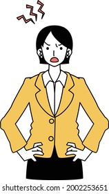 set of various poses and facial expressions of a woman in a suit