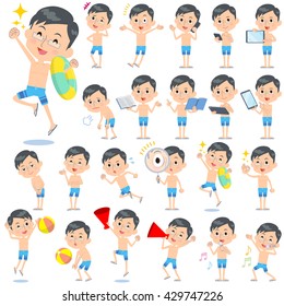 Set of various poses of father blue Swimwear style 2