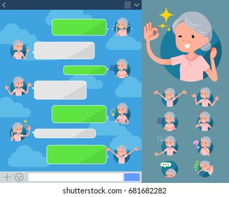 Set of various poses of flat type patient grandmother_sns