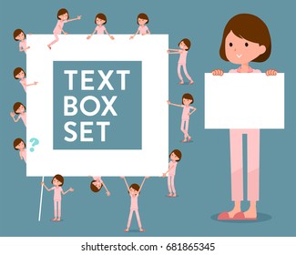 Set of various poses of flat type patient woman_text box