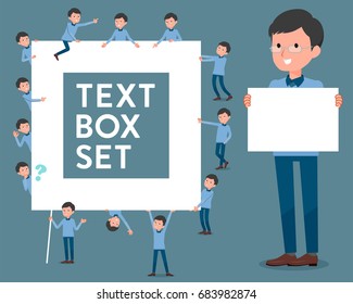 Set of various poses of flat type Blue clothing glass dad_text box