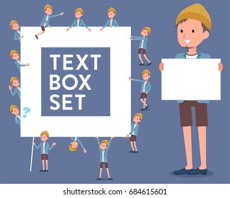 Set of various poses of flat type Jacket Short pants men_text box