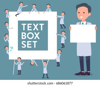 Set of various poses of flat type Gray suit businessman