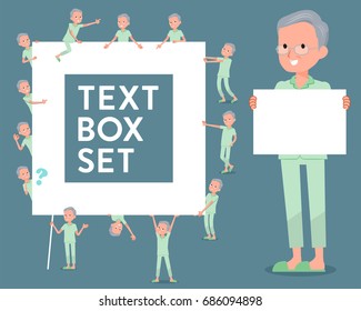 Set of various poses of flat type patient grandfather_text box
