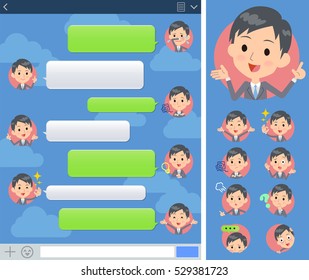 Set of various poses of Gray Suit Businessman sns window