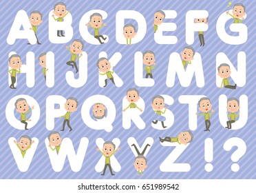 Set of various poses of Green vest grandfather A to Z