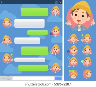 Set of various poses of Jacket Short pants knit hat man sns window