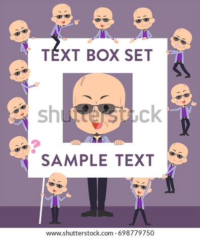 Set of various poses of Japanese mafia yakuza men_text box