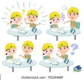 Set of various poses of meeting lecture construction site worker_1