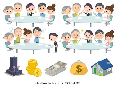 Set of various poses of meeting lecture