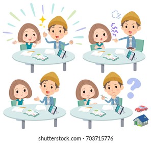 Set of various poses of meeting lecture young couple_1