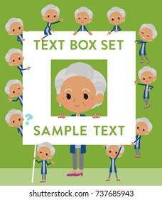Set of various poses of Navy cardigan old women black_text box