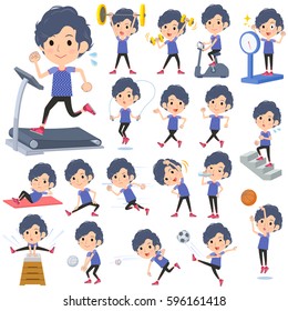 Set of various poses of pattern wear man Sports & exercise