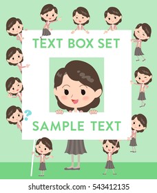 Set of various poses of Pink jacket Middle woman text box