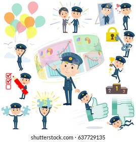 Set of various poses of police man success & positive