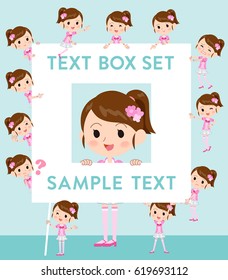 Set of various poses of Pop idol in pink costume text box