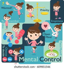 Set of various poses of Pregnant woman Mental & volition