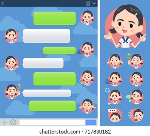 Set of various poses of Sailor suit Thick eyebrows girl_sns