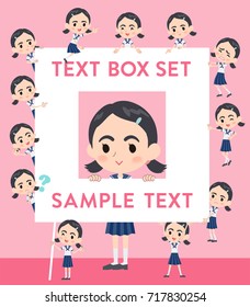 Set of various poses of Sailor suit Thick eyebrows girl_text box