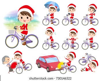Set of various poses of Santa Claus Costume mom_city bicycle