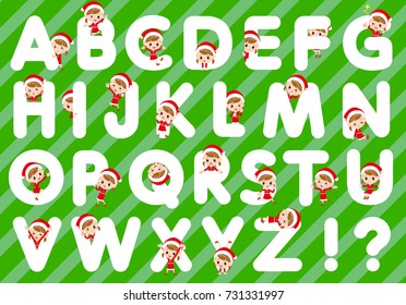 Set of various poses of a Santa Claus girl