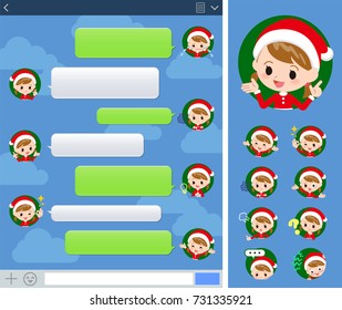 Set of various poses of a Santa Claus girl 