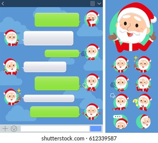 Set of various poses of Santaclaus old man sns window