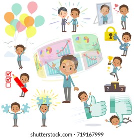Set of various poses of school boy Black_success & positive