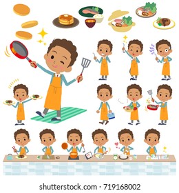 Set of various poses of school boy Black_cooking