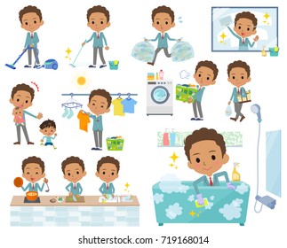 Set of various poses of school boy Black_housekeeping