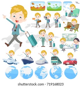 Set of various poses of school boy White_travel