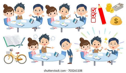 Set of various poses of school parent-teacher conference_2