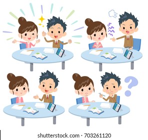 Set of various poses of school parent-teacher conference_1