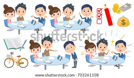 Set of various poses of school parent-teacher conference_2