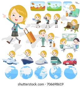 Set of various poses of Schoolgirl White_travel