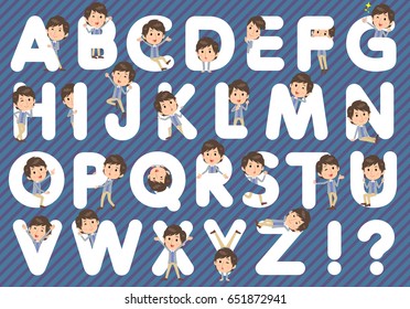 Set of various poses of Stripe suit perm hair man A to Z