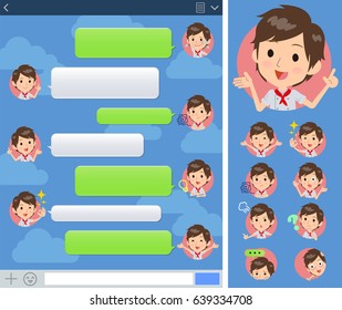 Set of various poses of Western cuisine cook man sns window