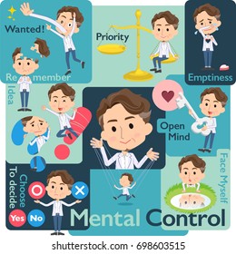 Set of various poses of wild Middle aged man_Mental & volition